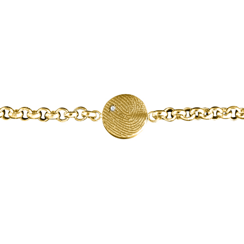 Gouden ronde armband met vingerafdruk en steen