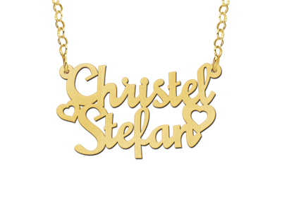 Gouden Naamketting model model Cristel-Stefan