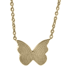 Gouden 14x17mm vlinder met vingerafdruk en ketting
