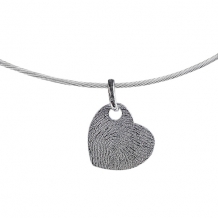 Zilveren hartvormige design hanger met vingerafdruk