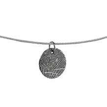 Zilveren ronde hanger met vingerafdruk