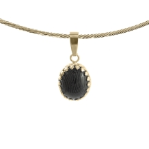 Gouden vingerafdruk hanger steen met filigrain rand