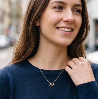 Minioro 14 karaats gouden ketting met 2 initialen of symbolen