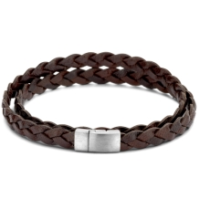 Gevlochten bruin lederen armband