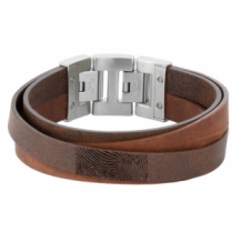 20mm cognac bruine Dacaya cross roads armband met vingerafdruk