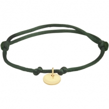 Gevlochten dames armband met goldplated rondje - groen
