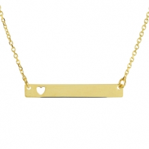 Geelgouden namebar ketting met hartje