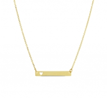 Geelgouden namebar ketting met hartje