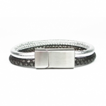 Leren armband B&L met twee banden