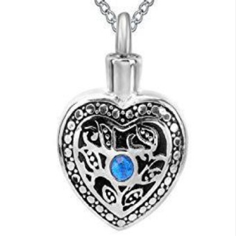 RVS ashanger hart met blauw steentje