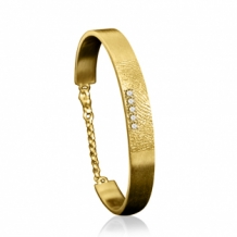 Gouden open slavenarmband met vingerafdruk en 3 stenen