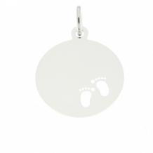 Ronde zilveren ketting hanger 18mm met voetjes