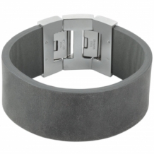 Leren armband Dacaya Rock Edge Grijs 28mm