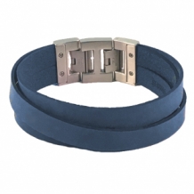 Leren armband Dacaya cross roads blauw 20mm