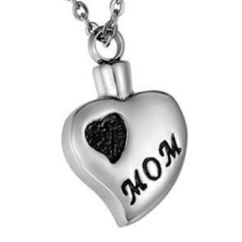RVS ashanger hart mom met zwart hartje