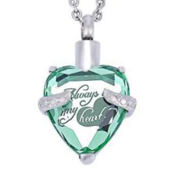 RVS ashanger hart steen mintgroen always in my heart