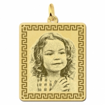 Rechthoekige gouden foto hanger met meander rand