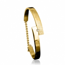 Sierlijke gouden slavenarmband met vingerafdruk en steen