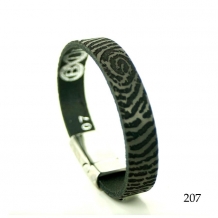 Grijze leren armband met vingerafdruk