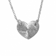 Zilveren hanger hart met vingerafdruk en ketting