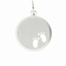 Ronde zilveren ketting hanger 16mm mat met voetjes