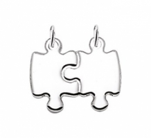 Zilveren koppel hanger puzzel