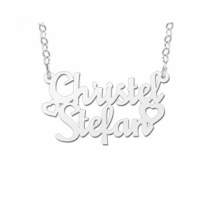 Zilveren dubbele naamketting model Christel-Stefan