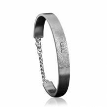 Zilveren open slavenarmband met vingerafdruk en 3 stenen