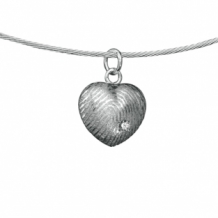 Zilveren vingerafdruk hanger hart met steen