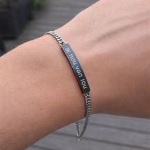 Armband met plaat RVS met gravure om pols