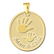 Gouden geboorte hanger handjes Names4ever