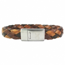 Gevlochten leren armband bruintinten B&L