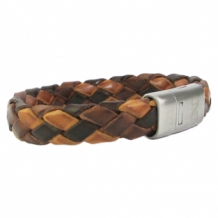 Gevlochten leren armband bruintinten B&L