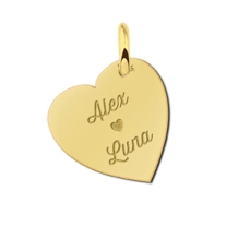 Gouden minimalistische hart hanger met namen