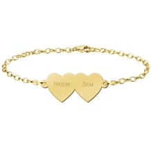 Gouden armband met twee hartjes Names4ever