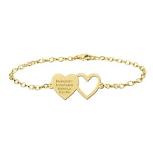 Gouden hartjes armband vier namen Names4ever