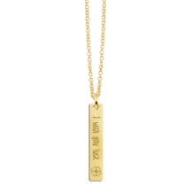 Gouden Bar naamketting met gravure en klavertje Names4Ever