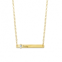 Gouden Bar naamketting met Zirkonia Names4Ever