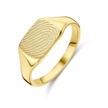 Ring zegel afgerond vierkant goud met afdruk