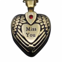 Goudkleurige RVS hanger met askamer hart Miss You