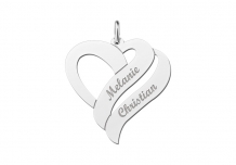 Ketting hanger zilver dubbel hart groot