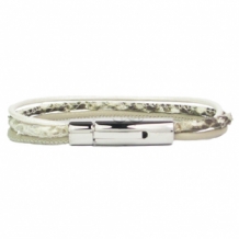 B&L Driedubbel leren slang armband ruw