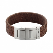 Leren armband Dacaya Mud Max lichtbruin 20mm