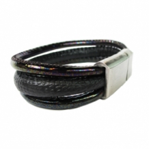 Leren armband B&L slang zwart