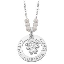 Mama ketting in zilver met meisjes bedel