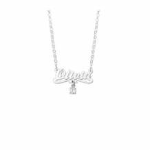 Kinder naamketting zilver model Olivia wit zirkonia