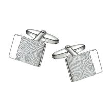 Rechthoekige zilveren manchetknopen met vingerafdruk en tekstvak