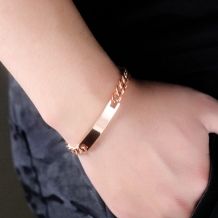 Roségouden stalen armband met plaat