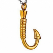 RVS goudkleurige hanger met askamer vishaak