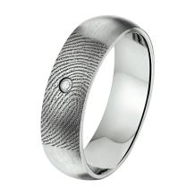 RVS vingerafdruk ring met steen